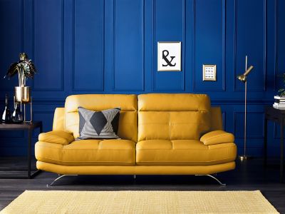 mustard color leather sofa